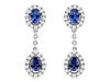.96CT DIAMOND & AAA TANZANITE 14KT WHITE GOLD TEAR DROP FLOWER HANGING EARRINGS