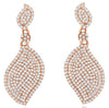 1.42CT DIAMOND 14KT ROSE GOLD 3D CLASSIC DOUBLE LEAF FLOWER FUN HANGING EARRINGS
