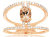 1.02CT DIAMOND & AAA MORGANITE 14KT ROSE GOLD OVAL & ROUND GEOMETRICAL FUN RING