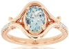 ESTATE 1.20CT DIAMOND & AAA AQUAMARINE 14KT ROSE GOLD 3D OVAL & ROUND FUN RING