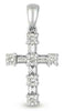 .37CT DIAMOND 14KT WHITE GOLD 3D CLASSIC ROUND & BAGUETTE CROSS FLOATING PENDANT