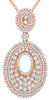 1.38CT DIAMOND 14KT ROSE GOLD MULTI ROW DOUBLE OVAL FLORAL LOVE FLOATING PENDANT