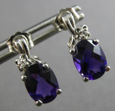 2.11CT DIAMOND & AAA AMETHYST 14KT WHITE GOLD OVAL & ROUND FUN HANGING EARRINGS