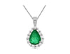 1.42CT DIAMOND & AAA EMERALD 14KT WHITE GOLD PEAR SHAPE & ROUND FLOATING PENDANT