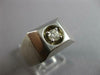 WIDE .20CT DIAMOND 14K WHITE GOLD SOLITAIRE ROUND SQUARE MATTE & SHINY MENS RING