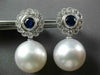 LARGE 1.4CT DIAMOND & SAPPHIRE & SOUTH SEA PEARL 18K WHITE GOLD HANGING EARRINGS