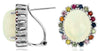 6.80CT AAA SAPPHIRE & OPAL 14KT WHITE GOLD OVAL & ROUND CLIP ON HANGING EARRINGS
