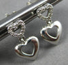 ESTATE .10CT DIAMOND 14KT WHITE GOLD CLASSIC DOUBLE HEART LOVE HANGING EARRINGS