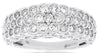 1.0CT DIAMOND 14KT WHITE GOLD FLOWER MULTI ROW BEZEL MILGRAIN ANNIVERSARY RING