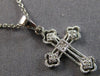 ESTATE SMALL .02CT DIAMOND 18KT WHITE GOLD 3D FILIGREE CROSS FLOATING PENDANT