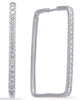 ESTATE 1.25CT DIAMOND 14KT WHITE GOLD 3D PAVE RECTANGULAR HOOP HANGING EARRINGS