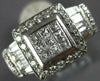 LARGE 1.50CT DIAMOND 14KT WHITE GOLD ROUND BAGUETTE & PRINCESS SQUARE HALO RING