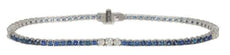 3.18CT DIAMOND & AAA SAPPHIRE 14K WHITE GOLD PAST PRESENT FUTURE TENNIS BRACELET
