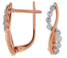 ESTATE .36CT DIAMOND 14KT ROSE GOLD ROUND CRISS CROSS LEVERBACK HANGING EARRINGS