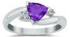 1.1CT DIAMOND & AAA AMETHYST 14KT WHITE GOLD TRILLION & ROUND CRISS CROSS RING