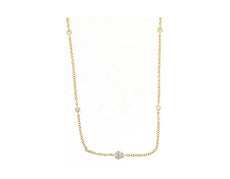 1.07CT DIAMOND 14KT YELLOW GOLD CLUSTER ROUND & PEAR SHAPE BY THE YARD NECKLACE