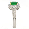 2.27CT DIAMOND & AAA EMERALD 18K 2 TONE GOLD DOUBLE HALO OCTAGON ENGAGEMENT RING