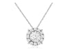ESTATE .25CT DIAMOND 14KT WHITE GOLD 3D CLASSIC SOLITAIRE HALO FLOATING PENDANT