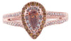.59CT WHITE PINK & FANCY YELLOW DIAMOND 18K ROSE GOLD PEAR SHAPE ENGAGEMENT RING