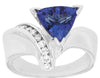 1.70CT DIAMOND & AAA TANZANITE 14KT WHITE GOLD TRILLION & ROUND ENGAGEMENT RING