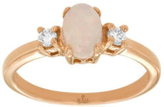 .62CT DIAMOND & AAA OPAL 14KT ROSE GOLD 3D OVAL 3 STONE PAST PRESENT FUTURE RING