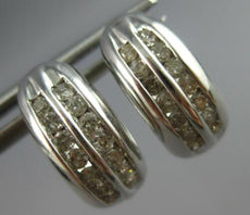 .50CT DIAMOND 14KT WHITE GOLD 3D CLASSIC 2 ROW CHANNEL HUGGIE HANGING EARRINGS
