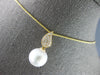 ESTATE .18CT DIAMOND & AAA SOUTH SEA PEARL 18K YELLOW GOLD LEAF FLOATING PENDANT