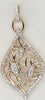 .34CT DIAMOND 14K YELLOW GOLD 3D MULTI LEAF TEAR DROP LOVE KNOT FLOATING PENDANT