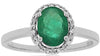 1.22CT DIAMOND & AAA EMERALD 14KT WHITE GOLD OVAL & ROUND HALO ENGAGEMENT RING