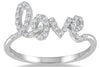 ESTATE .20CT DIAMOND 14K WHITE GOLD 3D CLASSIC ROUND SCRIPT LOVE RING