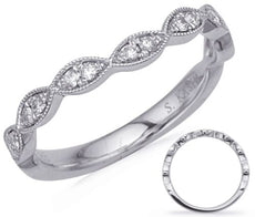 ESTATE .16CT DIAMOND 14KT WHITE GOLD MULTI LEAF ROUND FILIGREE ANNIVERSARY RING