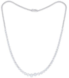 1.69CT DIAMOND 14KT WHITE GOLD CLASSIC SEMI ETERNITY ROUND BEZEL TENNIS NECKLACE