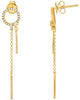 .21CT DIAMOND 14KT YELLOW GOLD ROUND & BAGUETTE CIRCLE OF LIFE HANGING EARRINGS