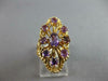 ANTIQUE LARGE 1.60CT AAA AMETHYST 14KT YELLOW GOLD OVAL & ROUND FLOWER FUN RING