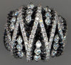 ESTATE WIDE 1.76CT DIAMOND 18K WHITE GOLD MULTI ROW 3 STONE CRISS CROSS FUN RING