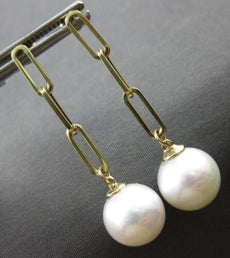 ESTATE AAA SOUTH SEA PEARL 14KT YELLOW GOLD OVAL LOVE KNOT FUN HANGING EARRINGS