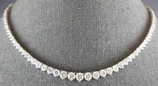 14.94CT DIAMOND 18KT WHITE GOLD THREE PRONG ETERNITY GRADUATING TENNIS NECKLACE
