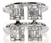 WIDE .87CT DIAMOND 18K WHITE GOLD ROUND & BAGUETTE CLUSTER MULTI SQUARE FUN RING