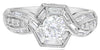 1.62CT DIAMOND 18K WHITE GOLD ROUND & BAGUETTE CRISS CROSS FILIGREE OCTAGON RING