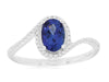 .98CT DIAMOND & AAA TANZANITE 14KT WHITE GOLD OVAL & ROUND HALO ENGAGEMENT RING