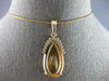 LARGE 10.10CT DIAMOND & AAA YELLOW TOPAZ 14KT YELLOW GOLD 3D TEAR DROP PENDANT