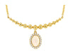 .38CT DIAMOND & AAA OPAL 14K YELLOW GOLD OVAL & ROUND FLOWER BEADED FUN NECKLACE