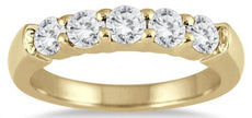 .71CT DIAMOND 14K YELLOW GOLD 3D ROUND CLASSIC 5 STONE SHARED PRONG WEDDING RING