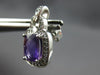 1.72CT DIAMOND & AAA AMETHYST 14KT WHITE GOLD CUSHION & ROUND HANGING EARRINGS