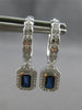 1.06CT DIAMOND & AAA SAPPHIRE 14K WHITE GOLD 3D CLASSIC HUGGIE HANGING EARRINGS