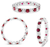1.22CT DIAMOND & AAA RUBY 14KT WHITE GOLD 3D ROUND WEDDING BAND ANNIVERSARY RING