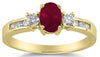 1.23CT DIAMOND & AAA RUBY 14KT YELLOW GOLD OVAL & ROUND 3 STONE FRIENDSHIP RING