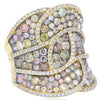 4.05CT WHITE & MULTI COLOR DIAMOND 18KT YELLOW GOLD 3D LOVE KNOT COCKTAIL RING