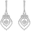 1.95CT DIAMOND 18KT WHITE GOLD 3D FLOWER GRADUATING CHANDELIER HANGING EARRINGS