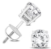 ESTATE 2.0CT DIAMOND 14KT WHITE GOLD 3D CLASSIC ROUND 4 PRONG SCREWBACK EARRINGS
